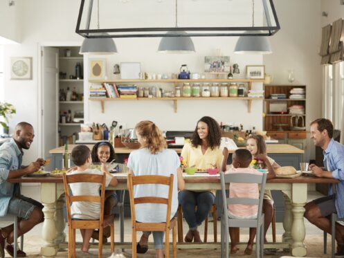 Summer guests in kitchen